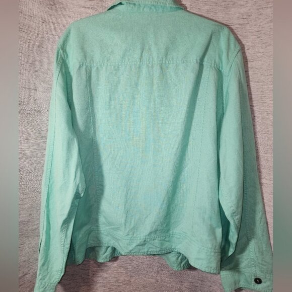 L.L. Bean Linen Blend Green Jacket 3X Plus - Picture 3 of 6